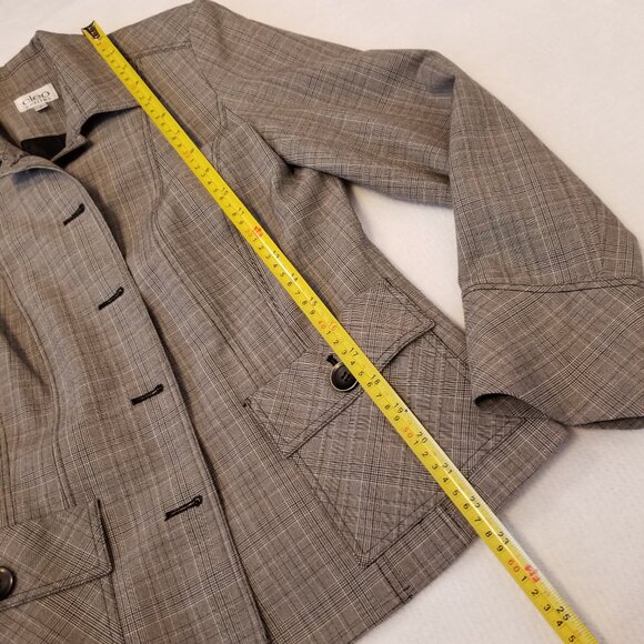Cleo Petites Blazer US 2 Grey Plaid Suit Jacket Women Smart Collared Coat Small - Picture 9 of 10